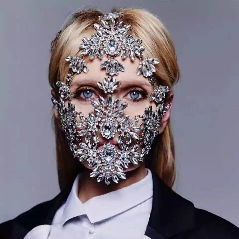 热销夸张化妆舞会面具个性节日派对表演水钻面具欧美女mask