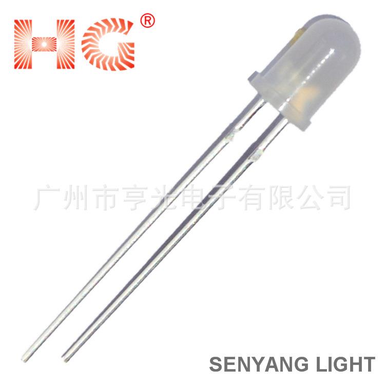 圆头5MM雾状白发红光LED灯珠高亮度金线乳白胶体红色发光管