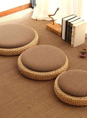 蒲团坐垫跪垫禅修垫榻榻米网红坐垫拜佛禅垫藤编茶道加厚地板蒲团