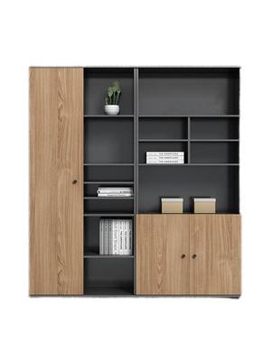 办公室文件柜木质储物资料收纳柜落地式多层展示背景书柜