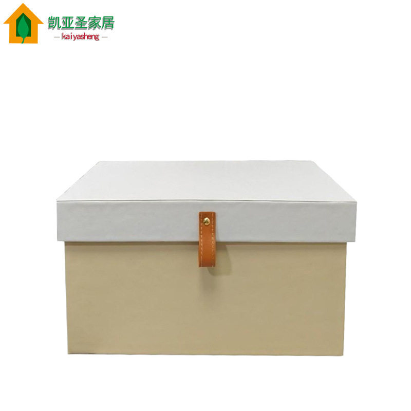 轻奢带盖皮质泡钉小皮扣家用储物箱衣橱衣物整理箱衣帽间卧室收纳