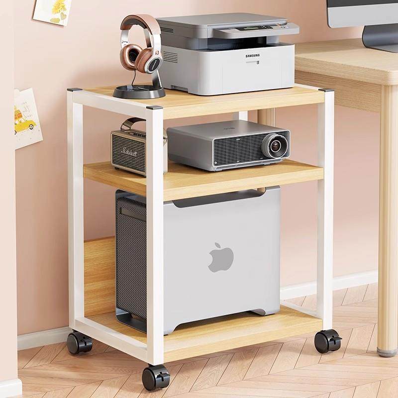 打印机置物架办公室桌边可移动电脑主机托架多层落地复印机支撑架