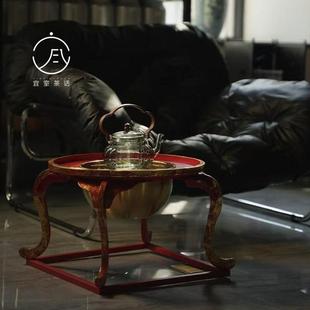 立木堂纯手工大漆碳炉茶几围炉煮茶茶空间中式复古茶桌碳炉桌炉几