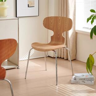 中古风餐椅实木靠背椅可叠放餐厅餐桌椅子黑色家用蚂蚁椅复古凳子