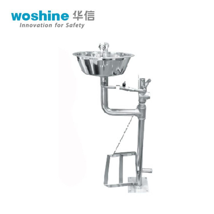 华信WS590型洗眼器全不锈钢立式洗眼器室内非防冻型脚踏式洗眼器