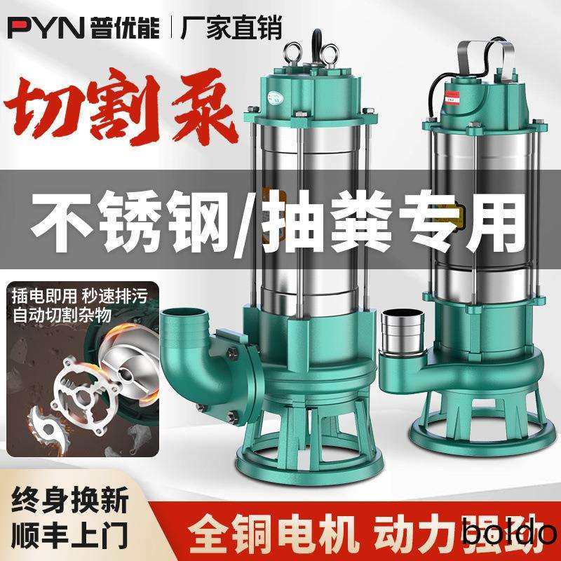 普优能不锈钢污水泵220v抽粪泥浆化粪池抽粪家用小型排污泵抽水泵