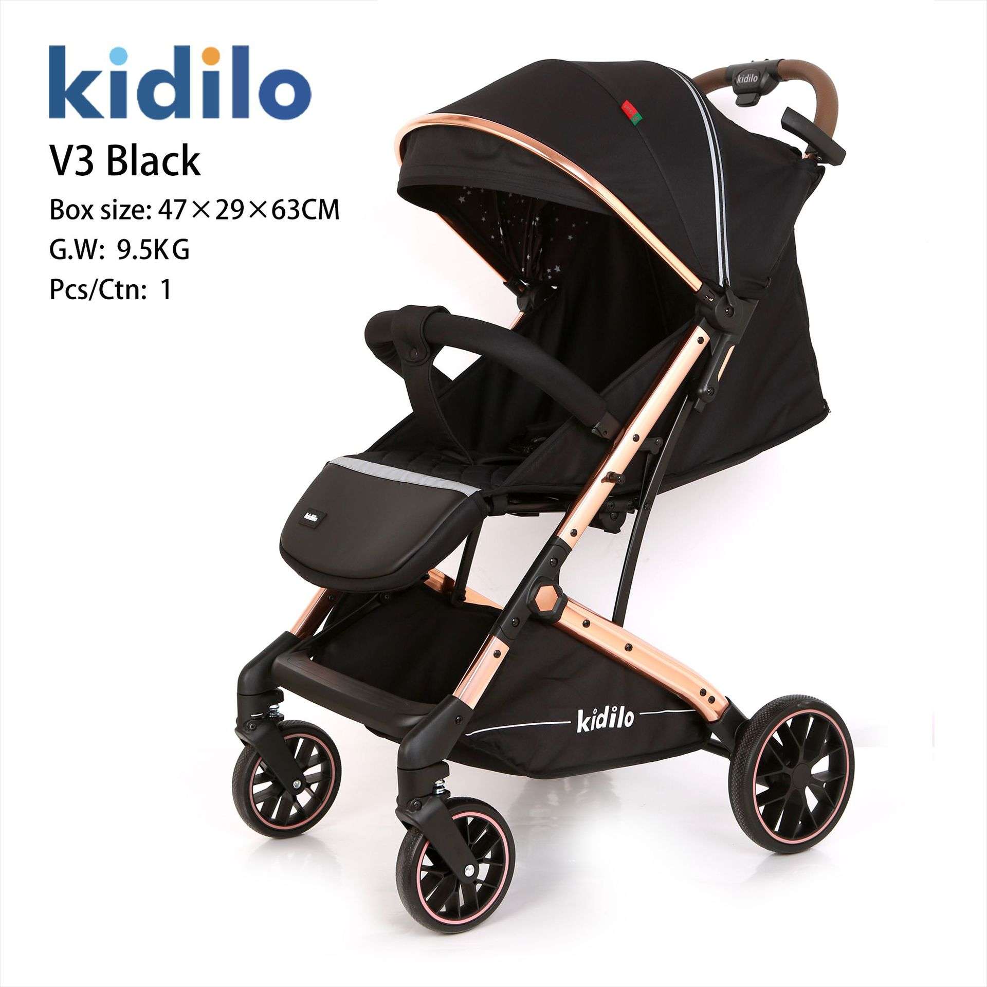 Kidilo婴儿推车双向可坐躺新生儿可折叠便携式童车高景观宝宝推车