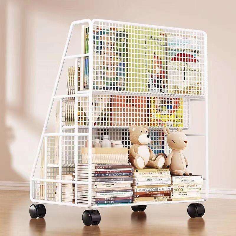 绘本收纳架桌下可移动书架置物架落地带轮家用阅读架宝宝儿童书柜