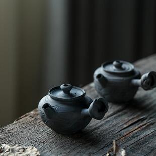 裸烧日式复古手捏紫砂柴烧小壶可养彩纯手工陶泥南蛮烧谌峰手作