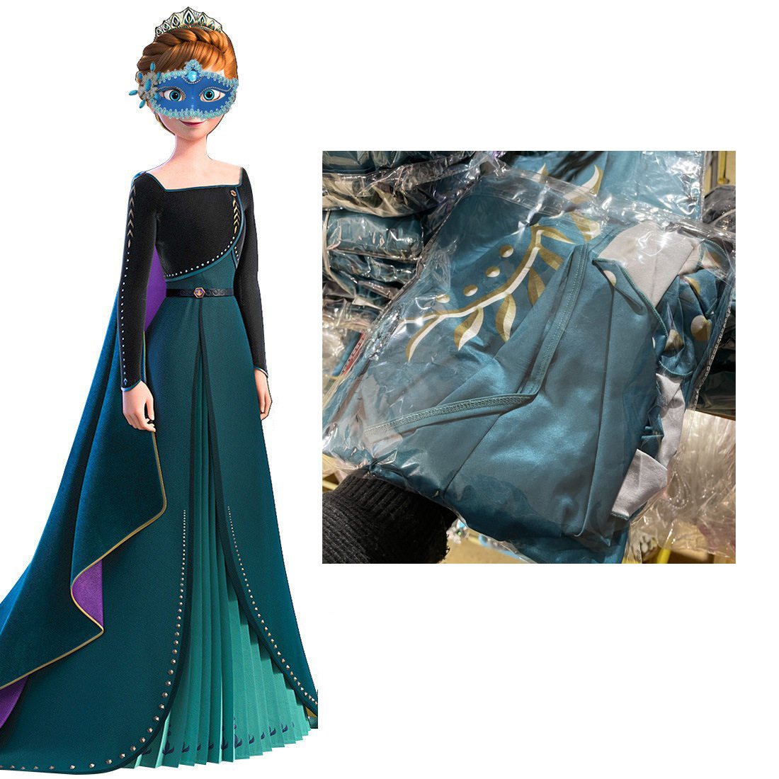 冰雪安娜公主奇缘2儿童小孩女童连衣裙长裙子披风cosplay dress
