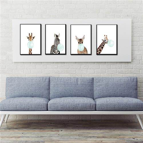 跨境北欧小清新简约墙画气球大象袋鼠考拉动物喷绘油画装饰画芯