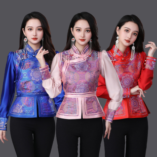 民族服饰新款 上衣 女士外套蒙古袍民族风舞蹈演出服少数民族生活装