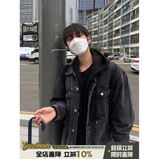 黑色牛仔外套男秋季男生高级感痞帅牛仔衣潮春秋2025新款夹克男款