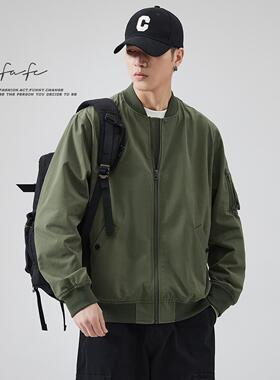 FAFC2025秋季纯棉美式复古飞行员夹克男休闲宽松棒球服外套男款潮
