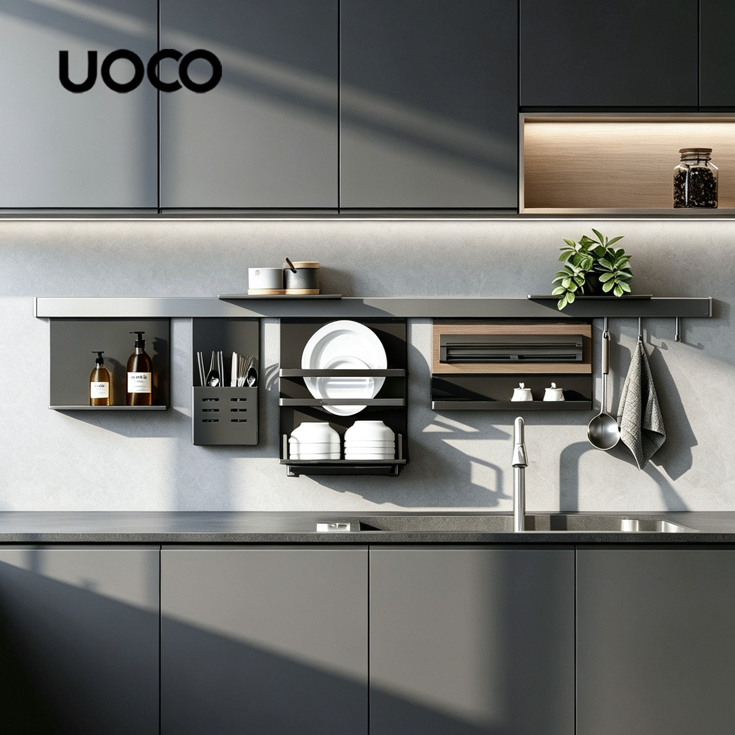 UOCO灰色厨房置物架壁挂式墙上图片