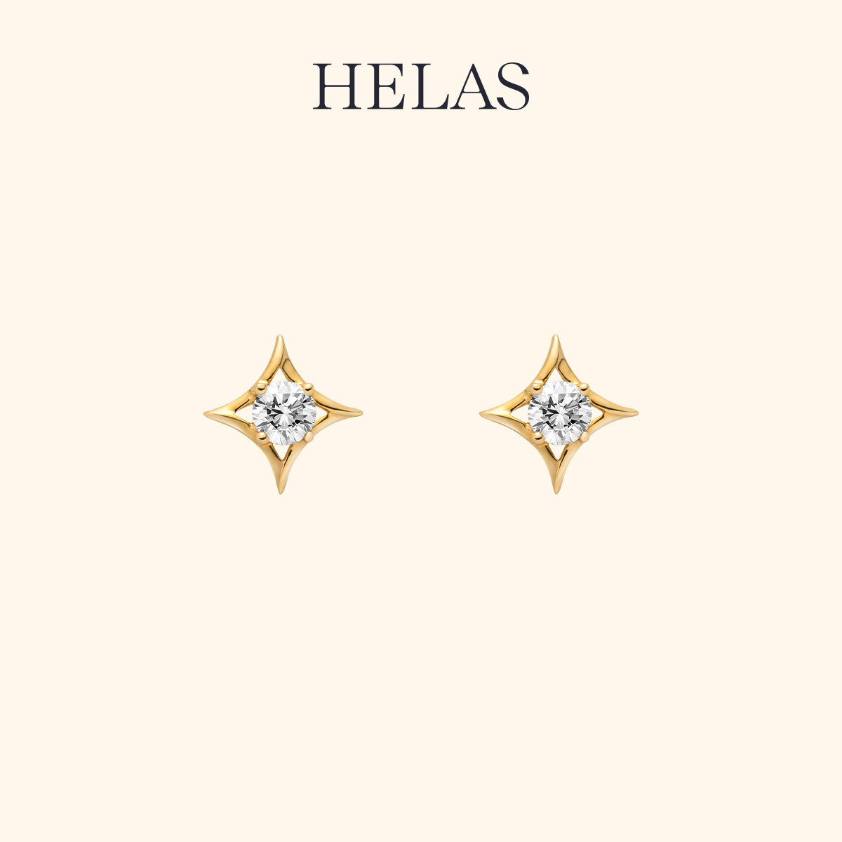 HELAS赫拉14K金培育钻石耳钉耳环图片