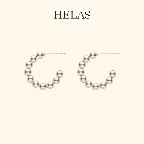 HELAS赫拉有核淡水珍珠耳圈14K金