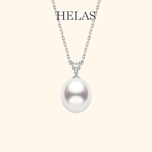 HELAS赫拉澳白珍珠钻石吊坠18K金