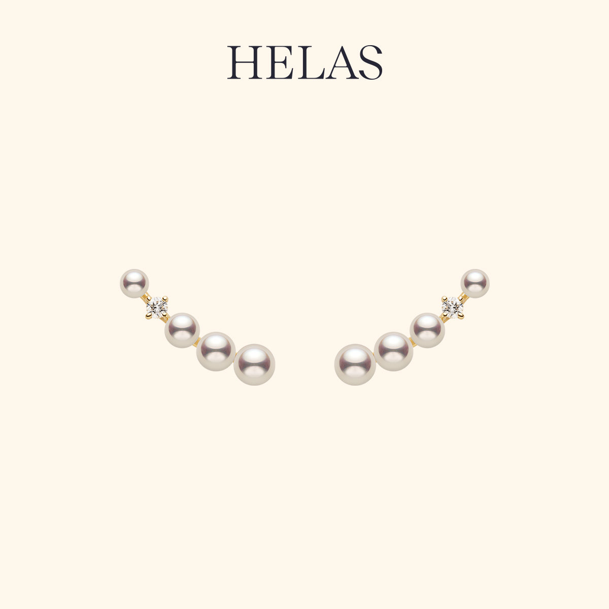 HELAS赫拉淡水珍珠14K金流光耳钉图片