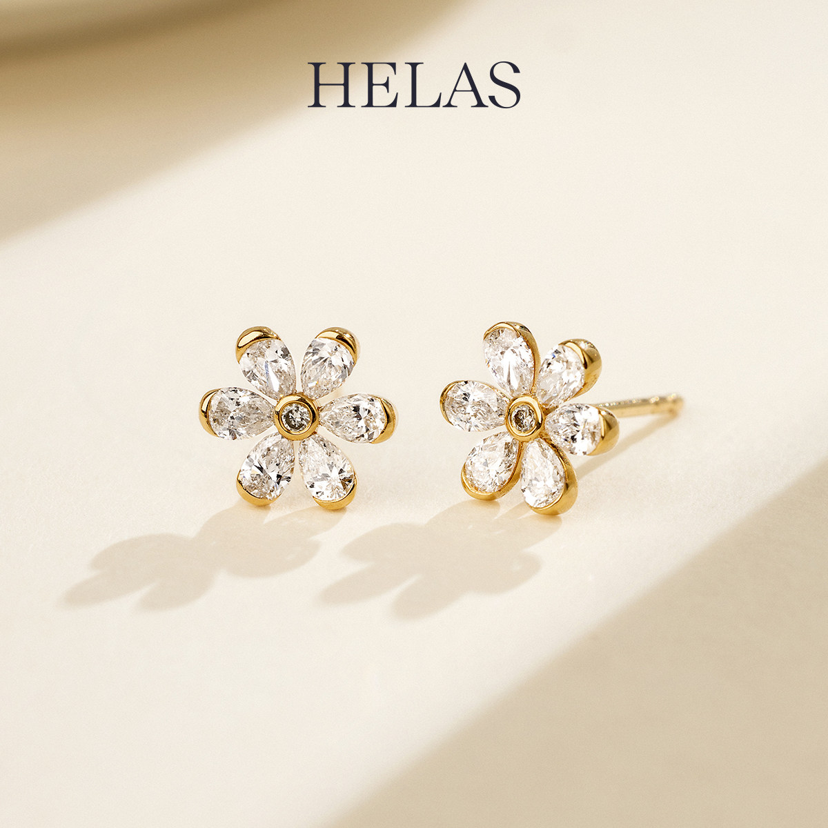 HELAS赫拉培育钻9K金耳钉耳环图片