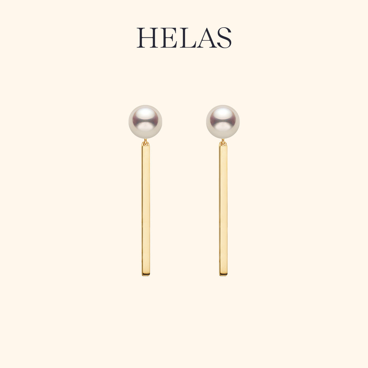 HELAS赫拉海水珍珠18K金音符耳钉