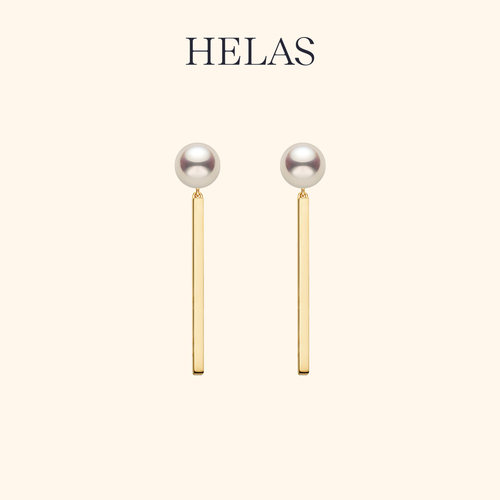 HELAS赫拉海水珍珠18K金音符耳钉