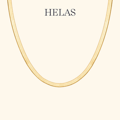 HELAS赫拉18K金素金项链蛇骨链
