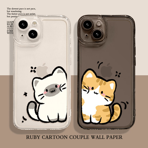 猫咪情侣可爱卡通小众创意手机壳