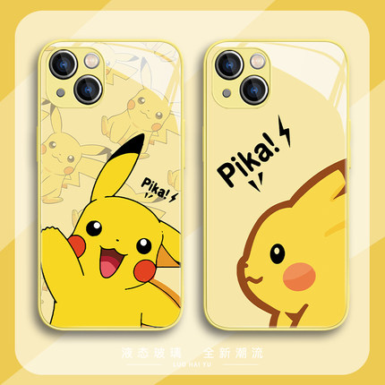 适用苹果17/13Pro手机壳iPhone16/15pro新款iPhone14promax动漫8plus皮卡丘xsmax卡通xr/12男女款mini/11玻璃