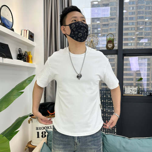 圆弧下摆休闲纯色纯棉短袖T恤