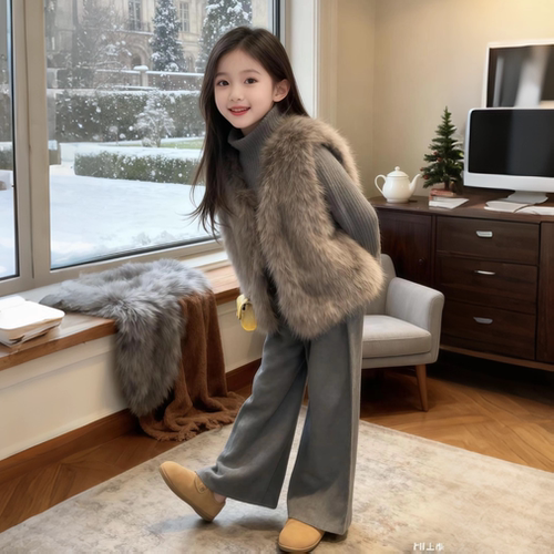 女童马甲洋气加厚针织衫阔腿裤