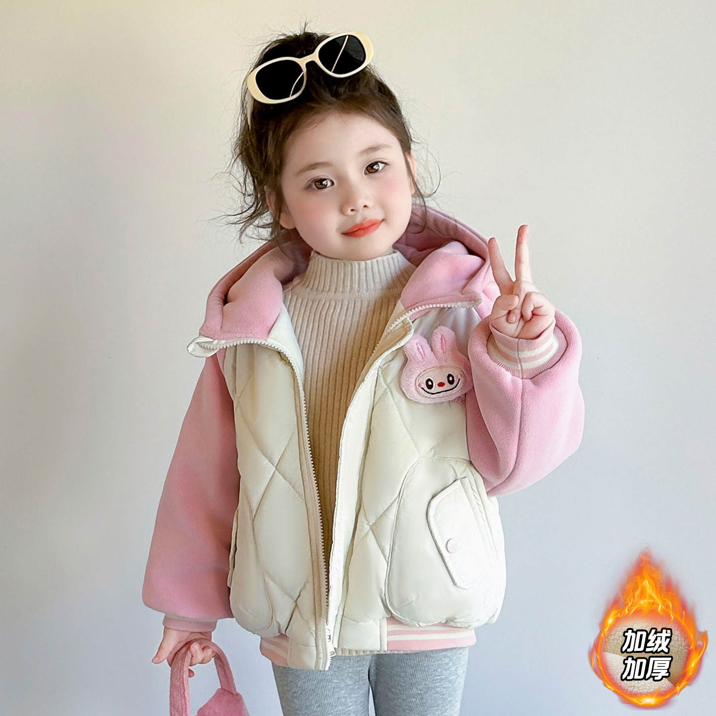女童外套春秋款2025拉布布棉服