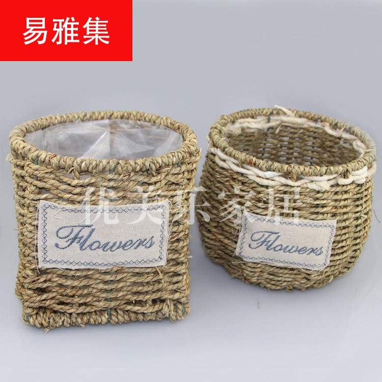 草编花篮编织工艺品 创意家居花篮 工艺品摆件 手工艺