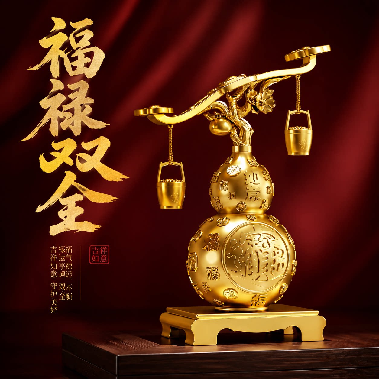 中式葫芦摆件福禄双全客厅玄关图片