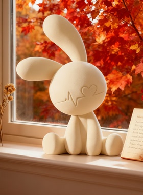 可爱兔子装饰摆件沙发边几创意家居艺术品白色玩偶摆设