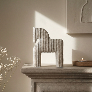 仿石器条纹马侘寂风摆件客厅电视柜酒柜书房小众高级感艺术装饰品