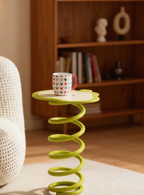 客厅轻奢弹簧造型金属边几