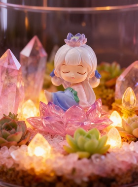 创意水晶多肉桌面LED灯串摆件