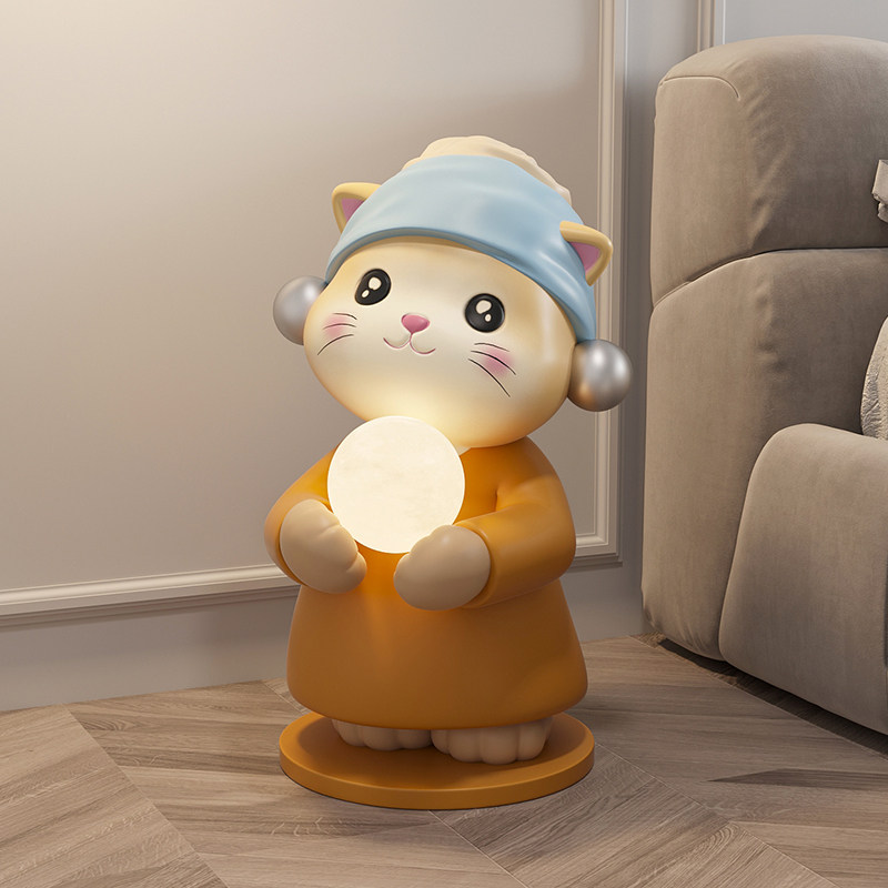 创意可爱猫咪大型落地摆件客厅沙发旁卧室卡通装饰灯乔迁新居礼品