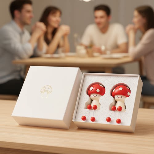 可爱蘑菇造型桌面摆件礼盒装