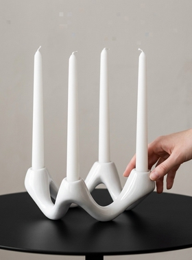 创意几何陶瓷烛台摆件现代简约