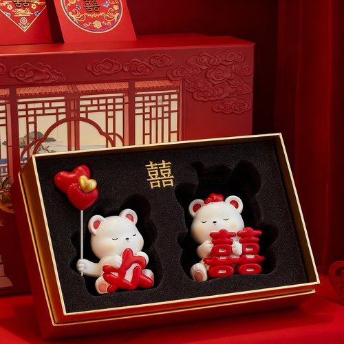 喜庆小熊情侣摆件礼盒