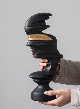 创意抽象人物黑色树脂装饰摆件