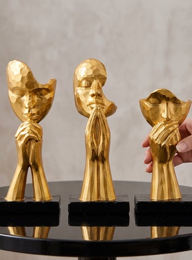 创意金色人像艺术雕像家居摆件