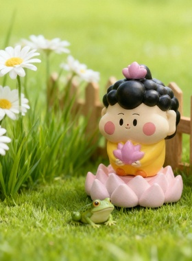 可爱小佛莲花坐姿按压发声钥匙扣