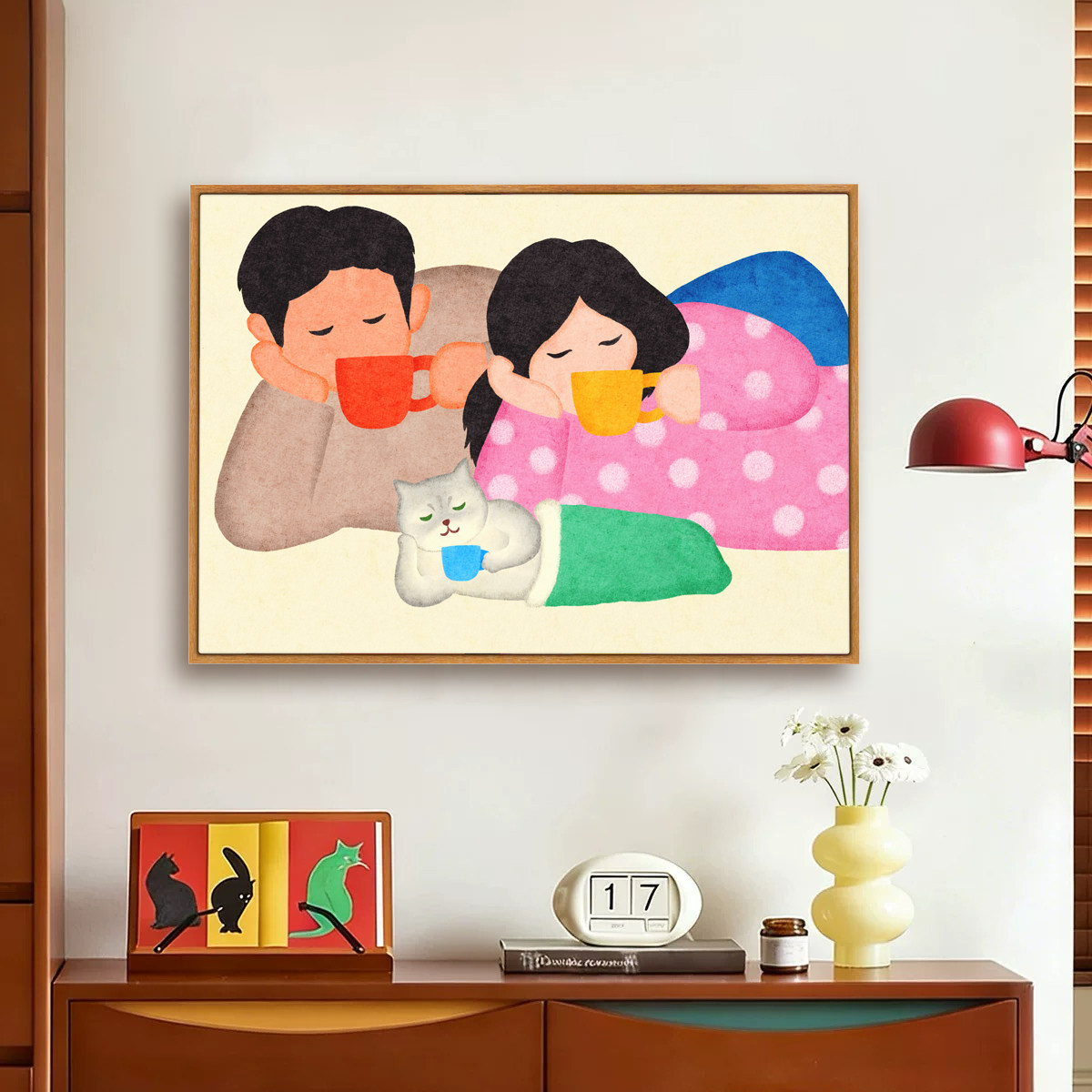 高级客厅餐厅装饰画猫电表箱挂画