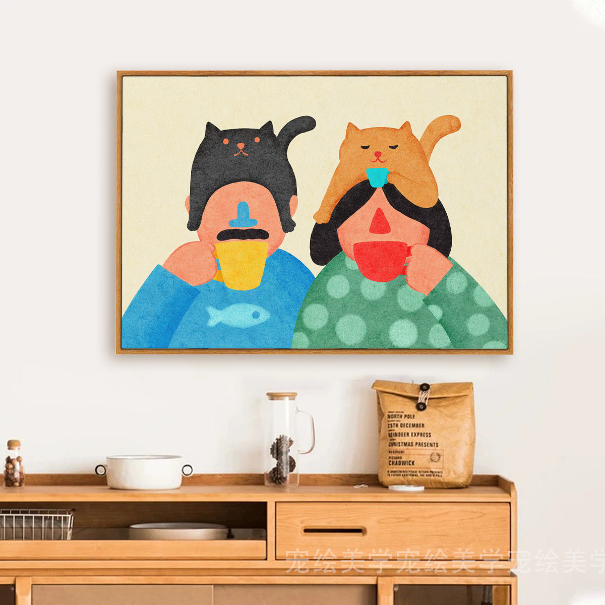 ins北欧风餐厅装饰画客厅墙画壁画简约饭桌趣味画小众艺术感挂画