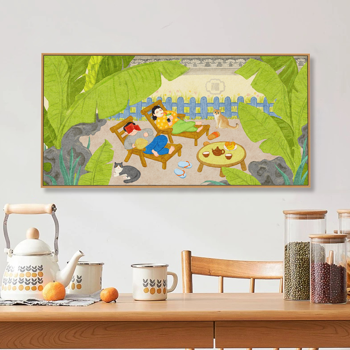 客厅沙发背景墙好寓意装饰画卧室床头横版长条形挂画多巴胺清新画图片