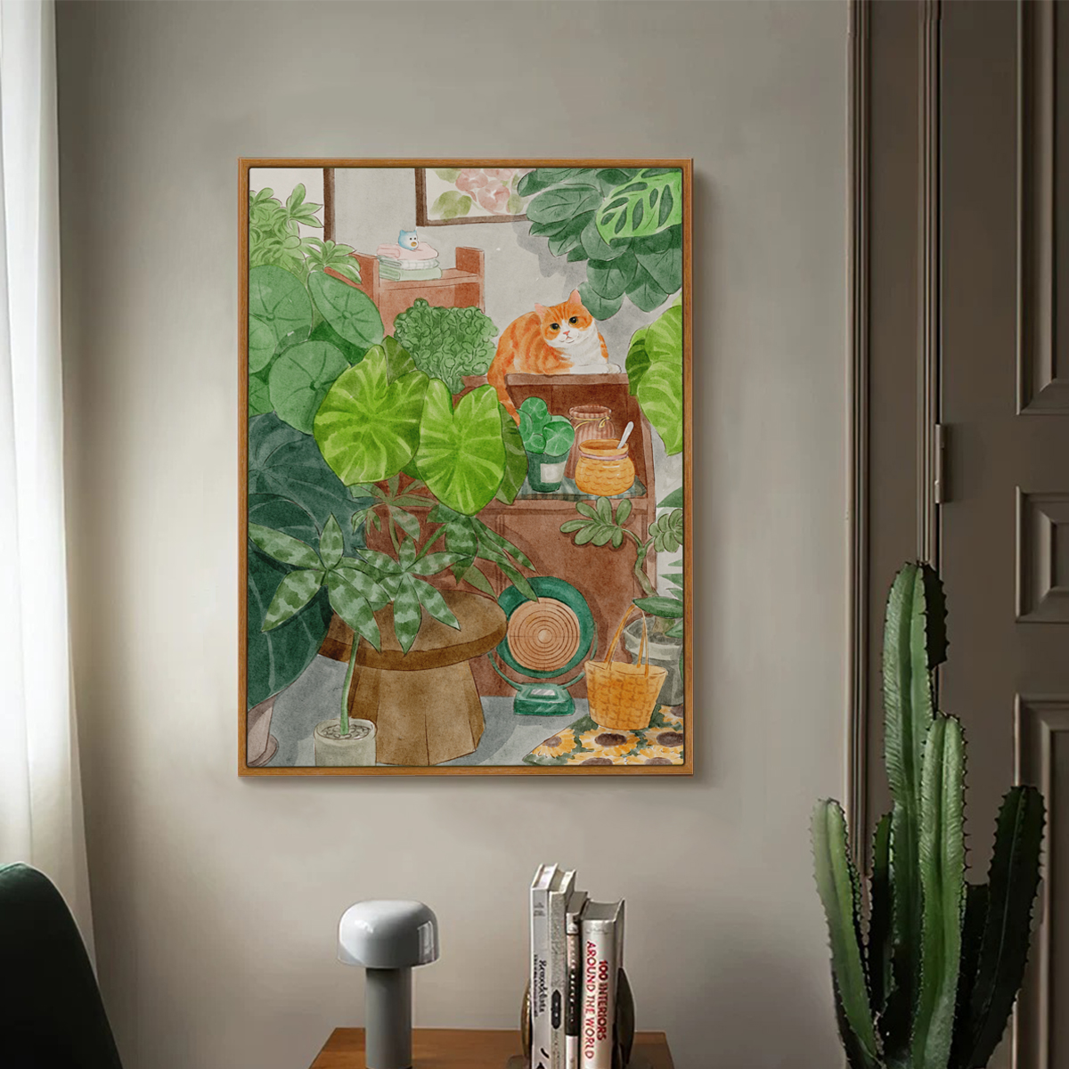客厅ins装饰画清新绿现代简约可爱动物卧室床头挂画走廊过道壁画图片
