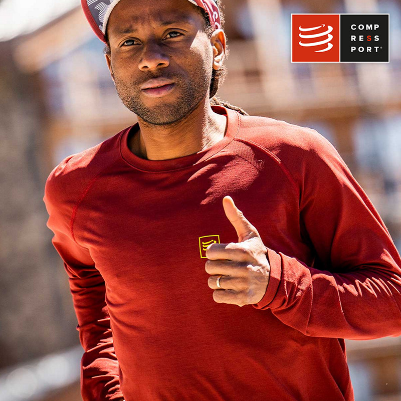 compressport跑步运动长袖 T恤男士透气修身